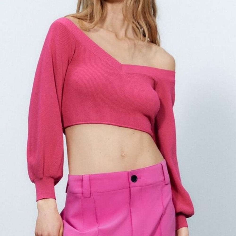 Zara Hot Pink Knit Top